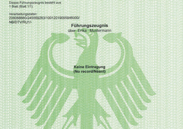 Bild vergrößern: Muster Fhrungszeugnis